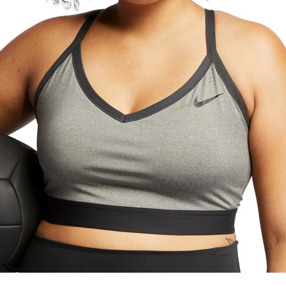 Women's Nike Indy Dri-FIT Low Impact Sports Bra Size Plus 1X Gray Carbon